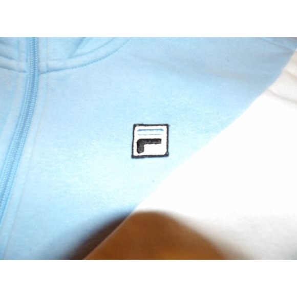 Fila Sweatshirt Womens Large Blue Logo 1/4 Zip 90s Blue White Navy Pullover - Picture 3 of 9